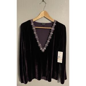 Vintage Karen Kane Womens Top Small Purple Rayon Silk Velvet Fairy Deadstock